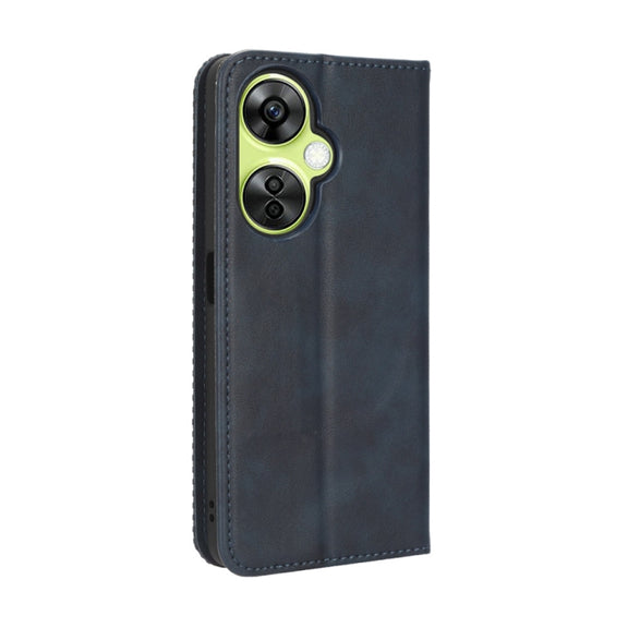 For OnePlus Nord CE 3 Lite Magnetic Buckle Retro Texture Leather Phone Case(Blue)