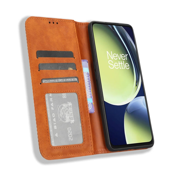 For OnePlus Nord CE 3 Lite Magnetic Buckle Retro Texture Leather Phone Case(Brown)