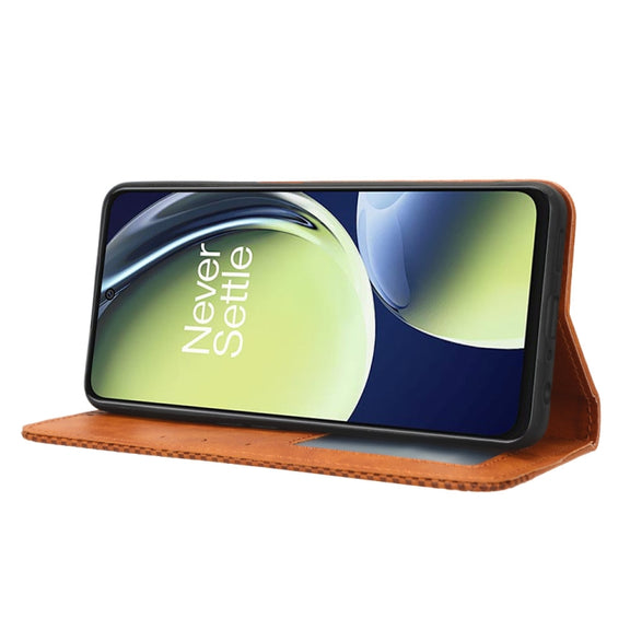 For OnePlus Nord CE 3 Lite Magnetic Buckle Retro Texture Leather Phone Case(Brown)