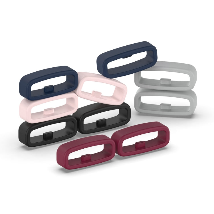 18mm 10pcs Universal Watch Band Fixed Silicone Ring Safety Buckle(Black)
