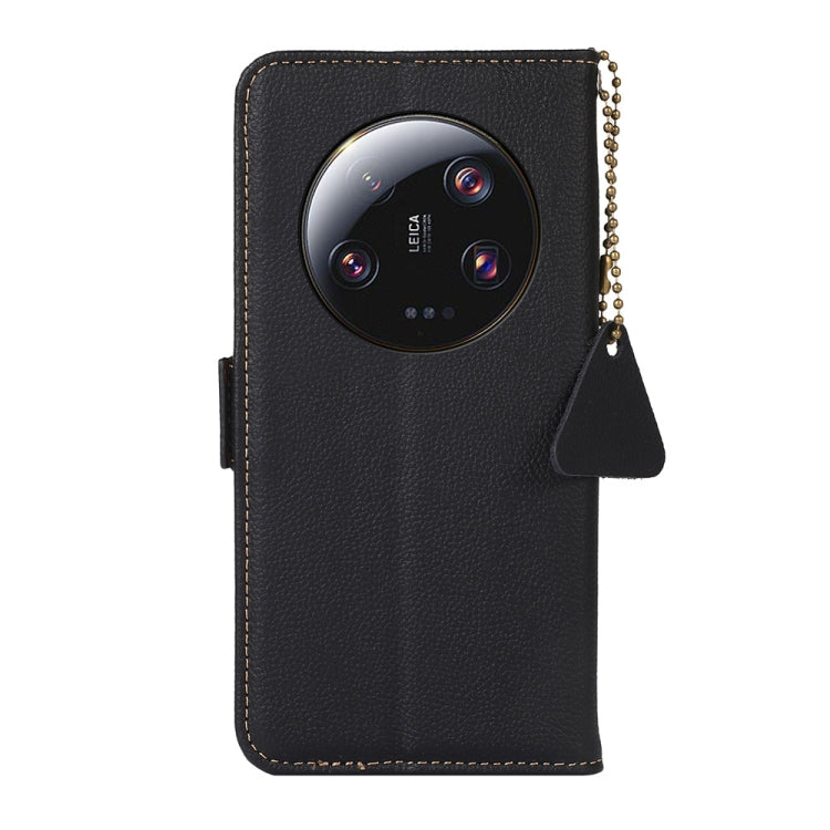 For Xiaomi 13 Ultra Side-Magnetic TJ Genuine Leather RFID Phone Case(Black)