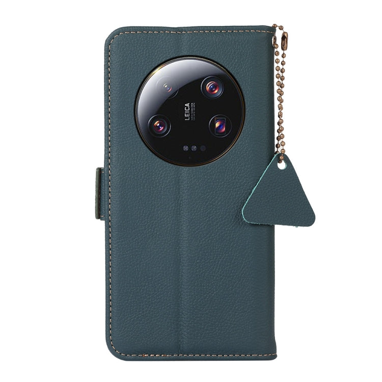 For Xiaomi 13 Ultra Side-Magnetic TJ Genuine Leather RFID Phone Case(Green)