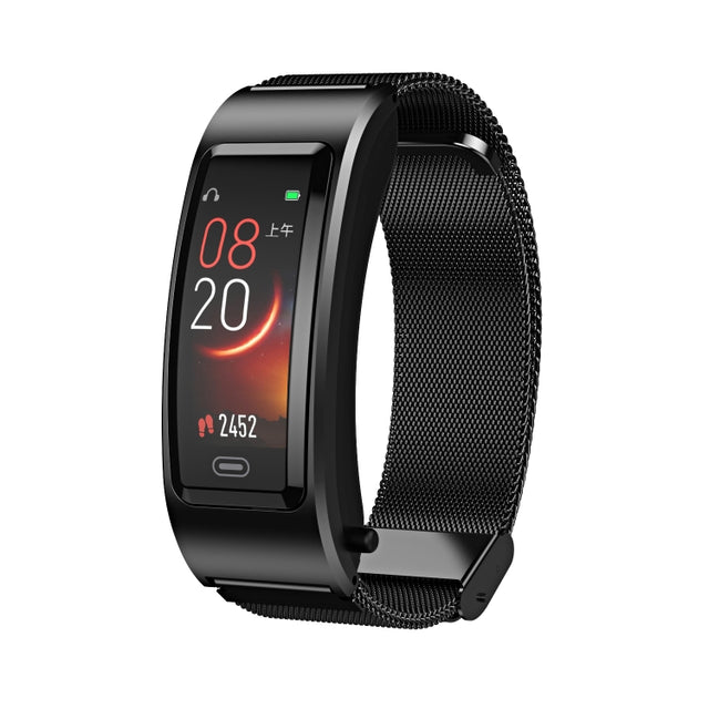 B7 Bluetooth Earphone Smart Bracelet, Support Sleep Monitoring / Blood Oxygen Monitoring / Heart Rate Monitoring(Black + Black Steel Chain)