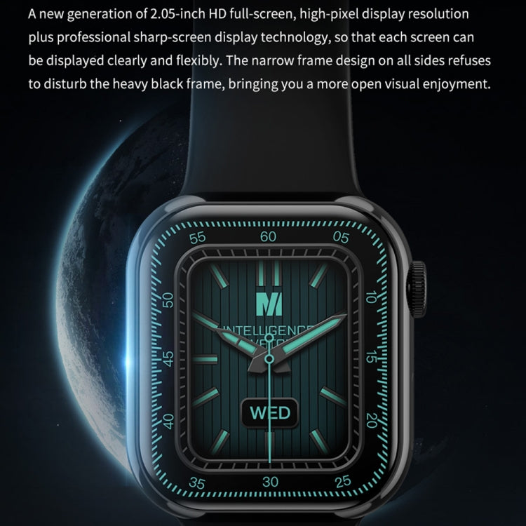 IW9 2.05 inch Square Screen Smart Watch Supports Bluetooth Calls/Blood Oxygen Monitoring(Black)