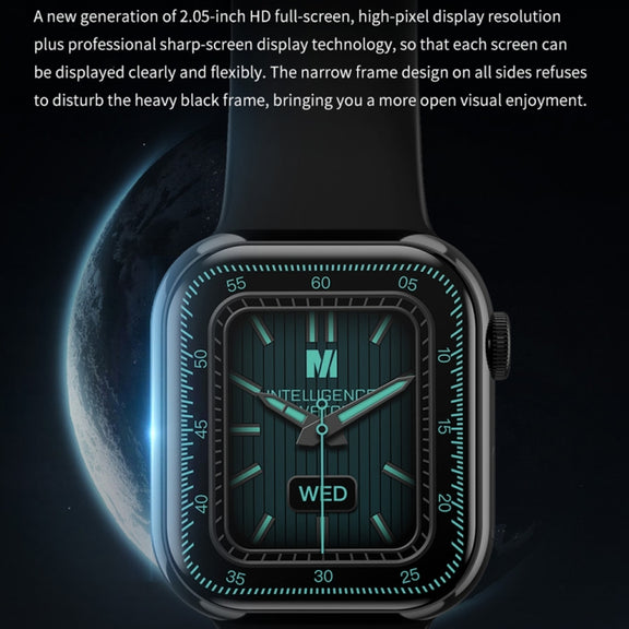 IW9 2.05 inch Square Screen Smart Watch Supports Bluetooth Calls/Blood Oxygen Monitoring(Black)