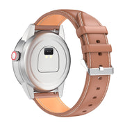 R6 1.32 inch Round Screen 2 in 1 Bluetooth Earphone Smart Watch, Support Bluetooth Call / Wellness Tracking(Brown Leather Strap)
