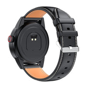 R6 1.32 inch Round Screen 2 in 1 Bluetooth Earphone Smart Watch, Support Bluetooth Call / Wellness Tracking(Black Leather Strap)