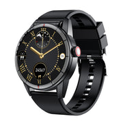 R6 1.32 inch Round Screen 2 in 1 Bluetooth Earphone Smart Watch, Support Bluetooth Call / Wellness Tracking(Black Silicone Strap)