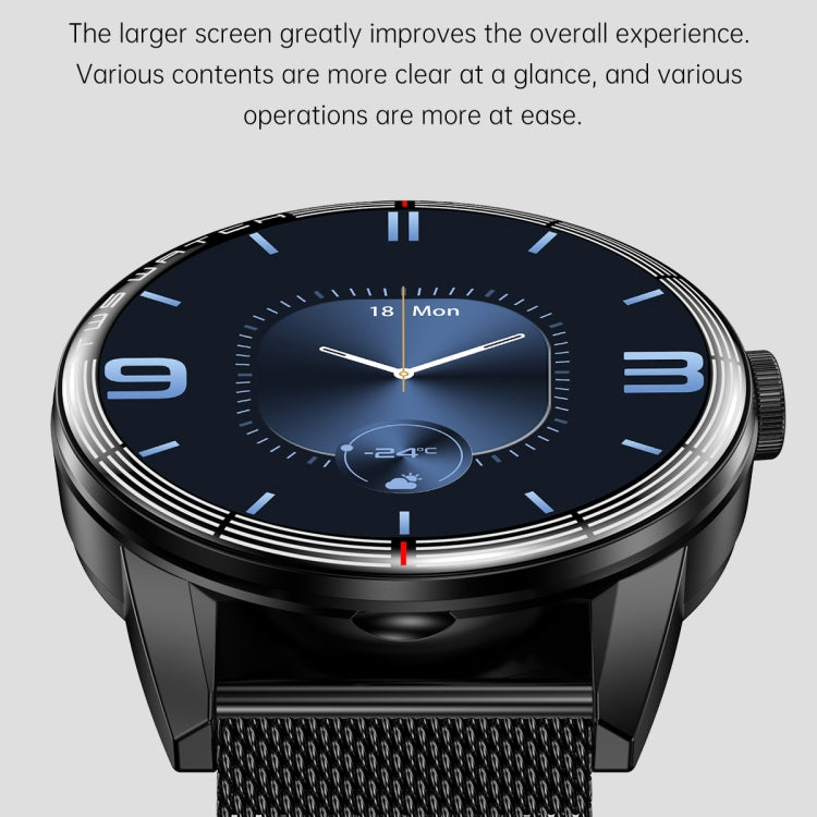 R6 1.32 inch Round Screen 2 in 1 Bluetooth Earphone Smart Watch, Support Bluetooth Call / Wellness Tracking(Black Leather Strap)