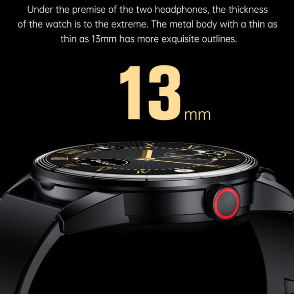 R6 1.32 inch Round Screen 2 in 1 Bluetooth Earphone Smart Watch, Support Bluetooth Call / Wellness Tracking(Black Leather Strap)