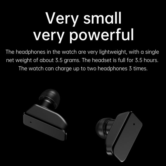 R6 1.32 inch Round Screen 2 in 1 Bluetooth Earphone Smart Watch, Support Bluetooth Call / Wellness Tracking(Black Leather Strap)