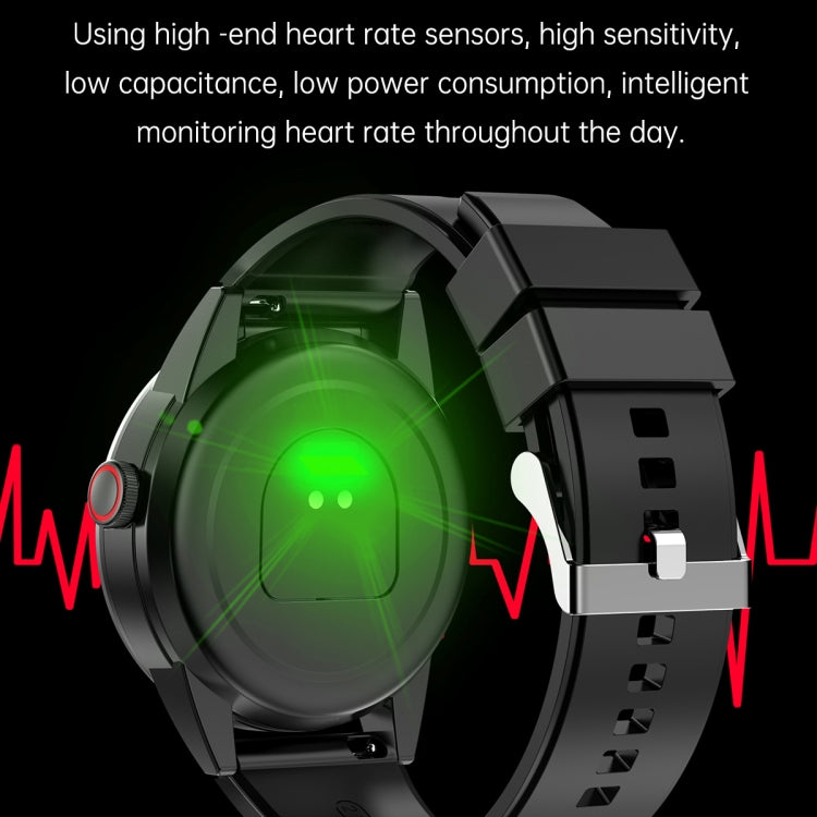 R6 1.32 inch Round Screen 2 in 1 Bluetooth Earphone Smart Watch, Support Bluetooth Call / Wellness Tracking(Black Leather Strap)