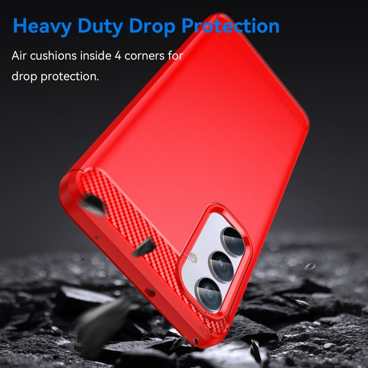 For Samsung Galaxy M54 5G Carbon Fiber Brushed Texture TPU Phone Case(Red)