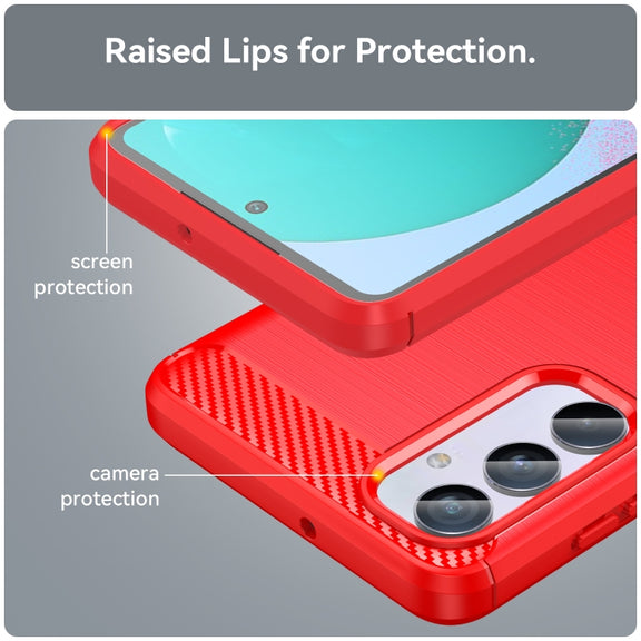 For Samsung Galaxy M54 5G Carbon Fiber Brushed Texture TPU Phone Case(Red)