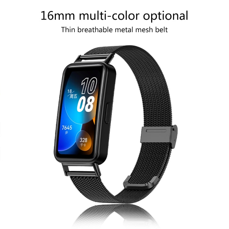 For Huawei Band 8 16mm Milan Stainless Steel Metal Mesh Watch Band(Black)