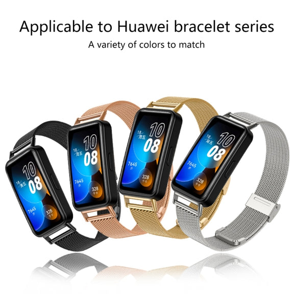 For Huawei Band 8 16mm Milan Stainless Steel Metal Mesh Watch Band(Black)