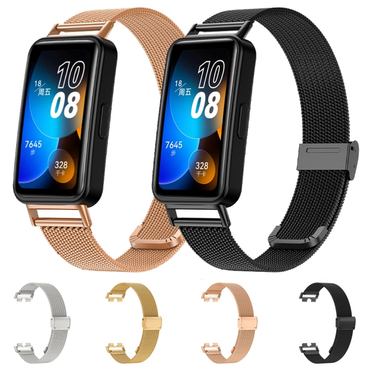 For Huawei Band 8 16mm Milan Stainless Steel Metal Mesh Watch Band(Black)