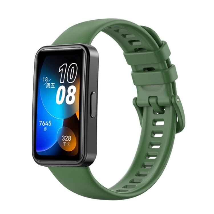 For Huawei Band 8 16mm Solid Color Silicone Replacement Watch Band(Dark Green)