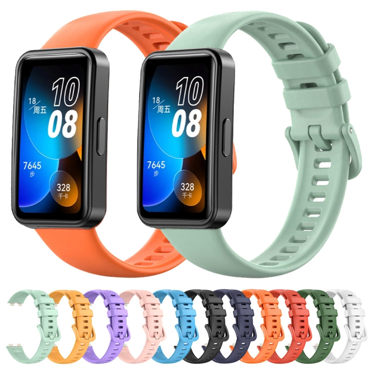 For Huawei Band 8 16mm Solid Color Silicone Replacement Watch Band(Dark Green)