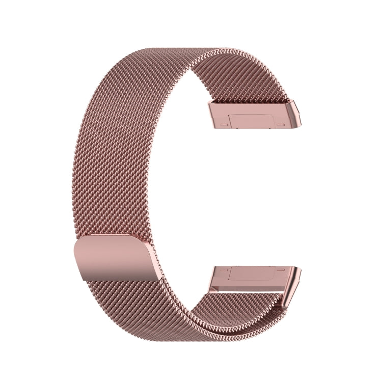 For Fitbit Versa 4 Milanese Magnetic Metal Weave Watchband, Small Size(Pink)