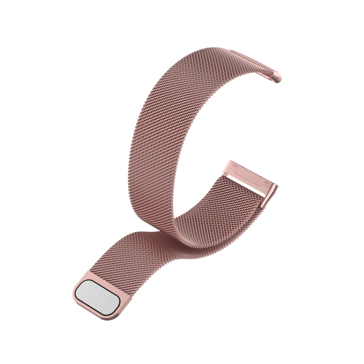 For Fitbit Versa 4 Milanese Magnetic Metal Weave Watchband, Small Size(Pink)
