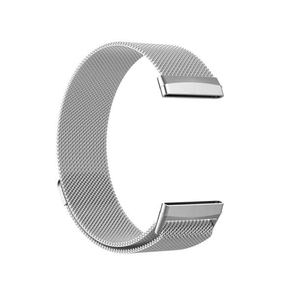 For Fitbit Versa 4 Milanese Magnetic Metal Weave Watchband, Small Size(Silver)