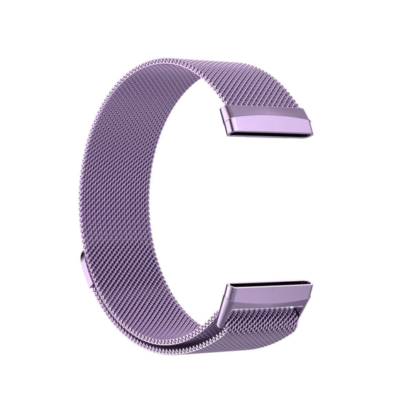 For Fitbit Versa 4 Milanese Magnetic Metal Weave Watchband, Small Size(Light Purple)