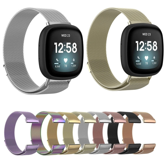 For Fitbit Versa 4 Milanese Magnetic Metal Weave Watchband, Small Size(Official Gold)