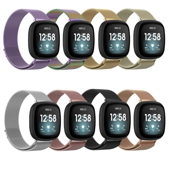 For Fitbit Versa 4 Milanese Magnetic Metal Weave Watchband, Small Size(Official Gold)