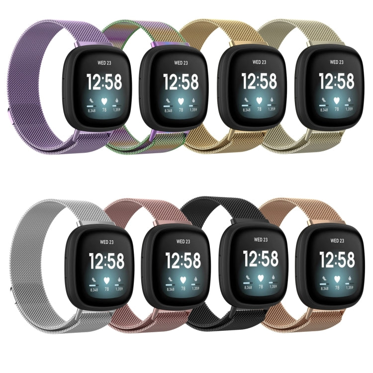 For Fitbit Versa 4 Milanese Magnetic Metal Weave Watchband, Small Size(Official Gold)