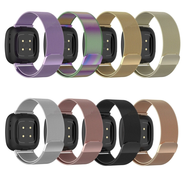 For Fitbit Versa 4 Milanese Magnetic Metal Weave Watchband, Small Size(Official Gold)