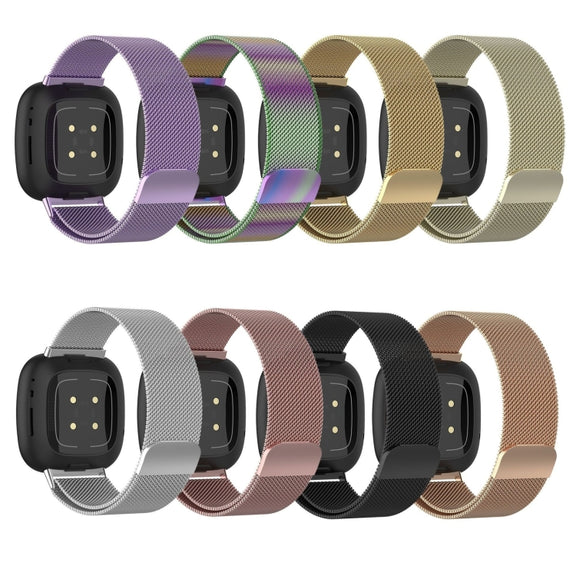 For Fitbit Versa 4 Milanese Magnetic Metal Weave Watchband, Small Size(Official Gold)