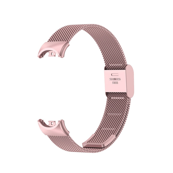 For Xiaomi Mi Band 8 Milanese Buckle Metal Watch Band(Rose Pink)