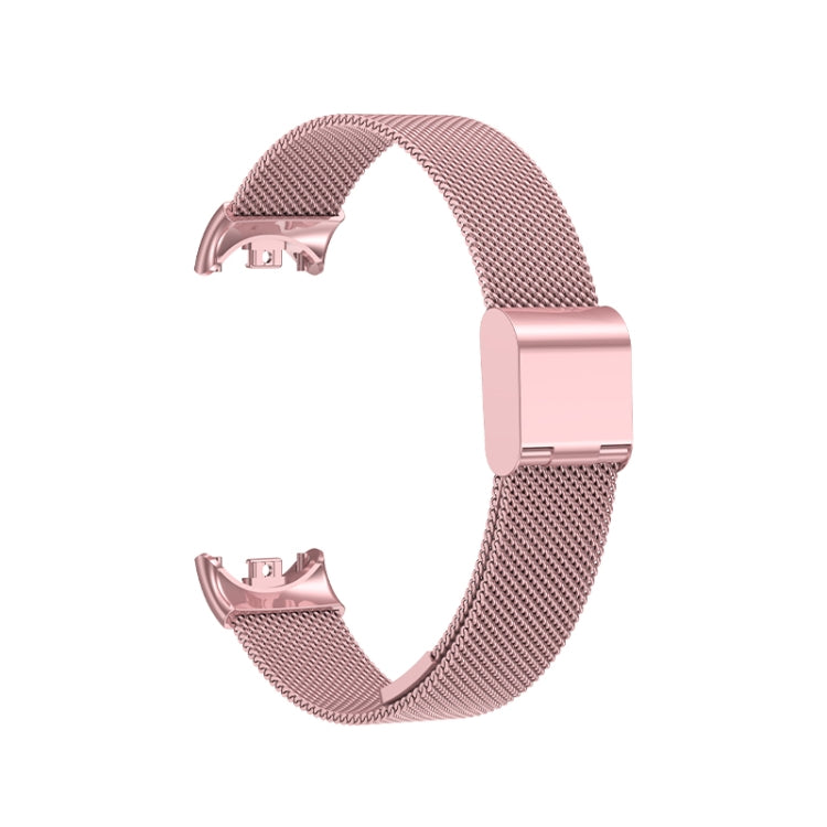 For Xiaomi Mi Band 8 Milanese Buckle Metal Watch Band(Rose Pink)