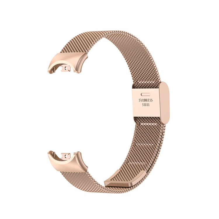 For Xiaomi Mi Band 8 Milanese Buckle Metal Watch Band(Rose Gold)