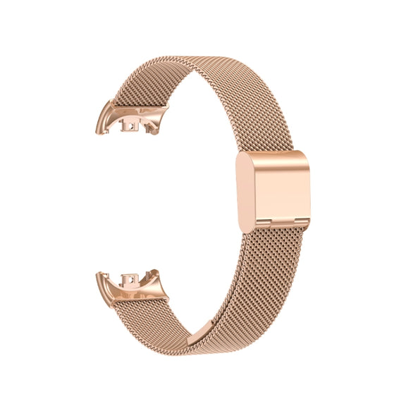 For Xiaomi Mi Band 8 Milanese Buckle Metal Watch Band(Rose Gold)