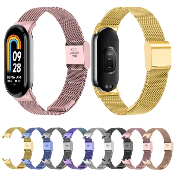 For Xiaomi Mi Band 8 Milanese Buckle Metal Watch Band(Midnight Blue)