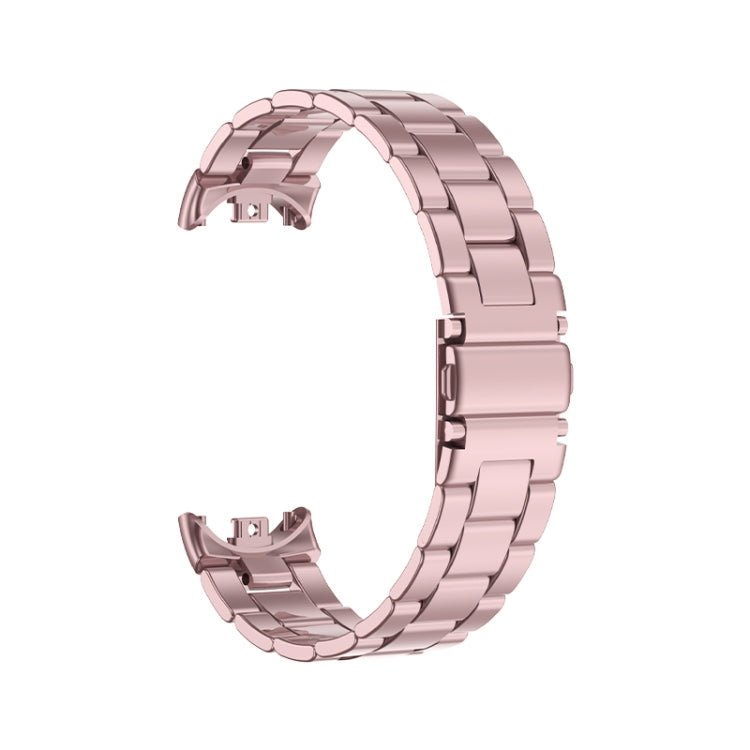 For Xiaomi Mi Band 8 Milanese Three-bead Metal Watch Band(Rose Pink)