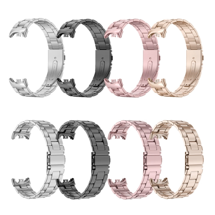 For Xiaomi Mi Band 8 Milanese Three-bead Metal Watch Band(Rose Gold)