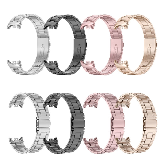 For Xiaomi Mi Band 8 Milanese Three-bead Metal Watch Band(Silver)