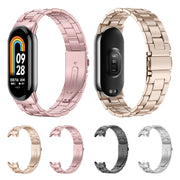 For Xiaomi Mi Band 8 Milanese Three-bead Metal Watch Band(Silver)
