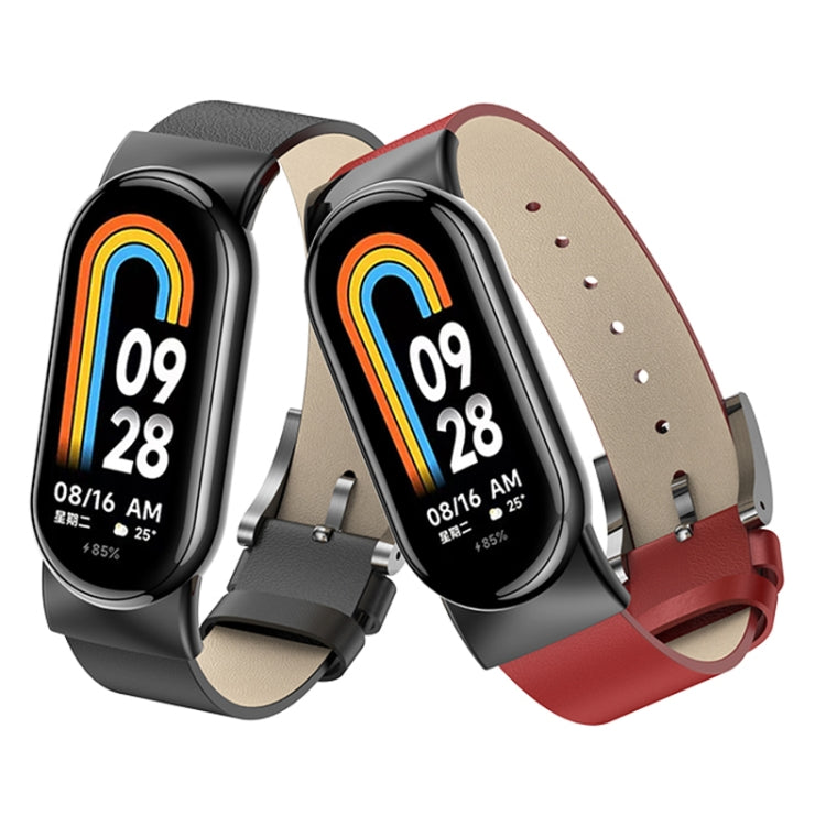 For Xiaomi Mi Band 8 Leather Replacement Watch Band(White)