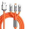Mech Series 6A 120W 3 in 1 Metal Plug Silicone Fast Charging Data Cable, Length: 1.2m(Orange) - free shipping - PMC TechLife - Order now!