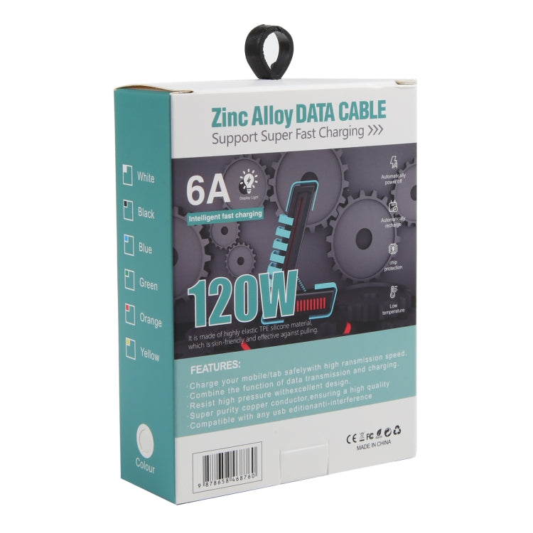 Mech Series 6A 120W 3 in 1 Metal Plug Silicone Fast Charging Data Cable, Length: 1.2m(Orange)