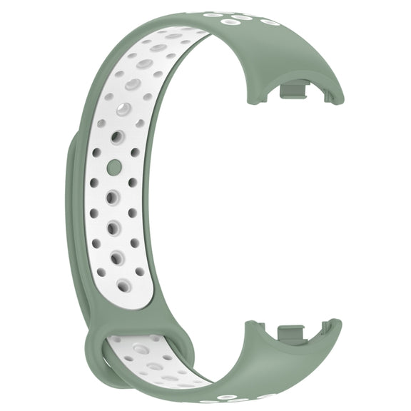 For Xiaomi Mi Band 8 Sports Two Color Silicone Watch Band(Light Green White)