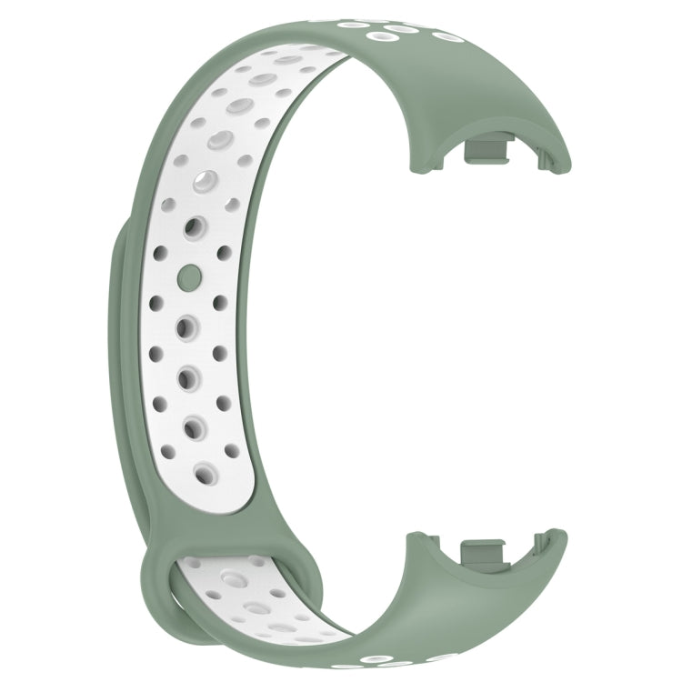 For Xiaomi Mi Band 8 Sports Two Color Silicone Watch Band(Light Green White)