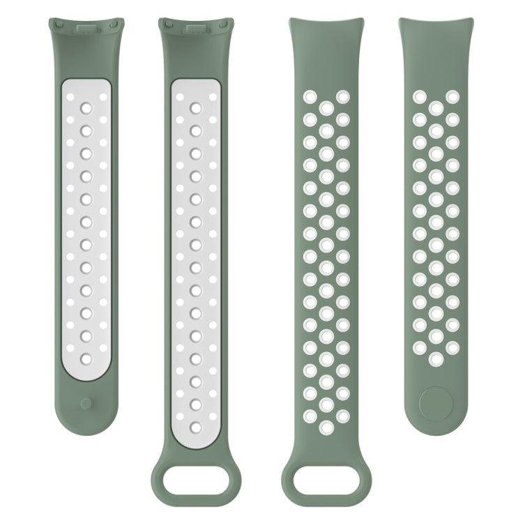 For Xiaomi Mi Band 8 Sports Two Color Silicone Watch Band(Light Green White)
