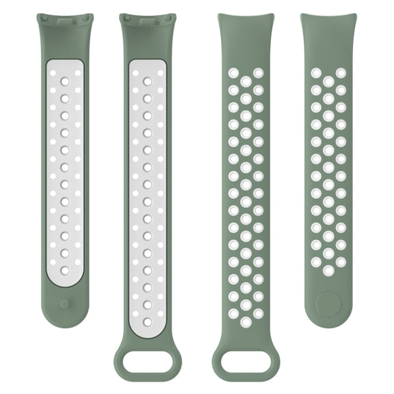 For Xiaomi Mi Band 8 Sports Two Color Silicone Watch Band(Light Green White)