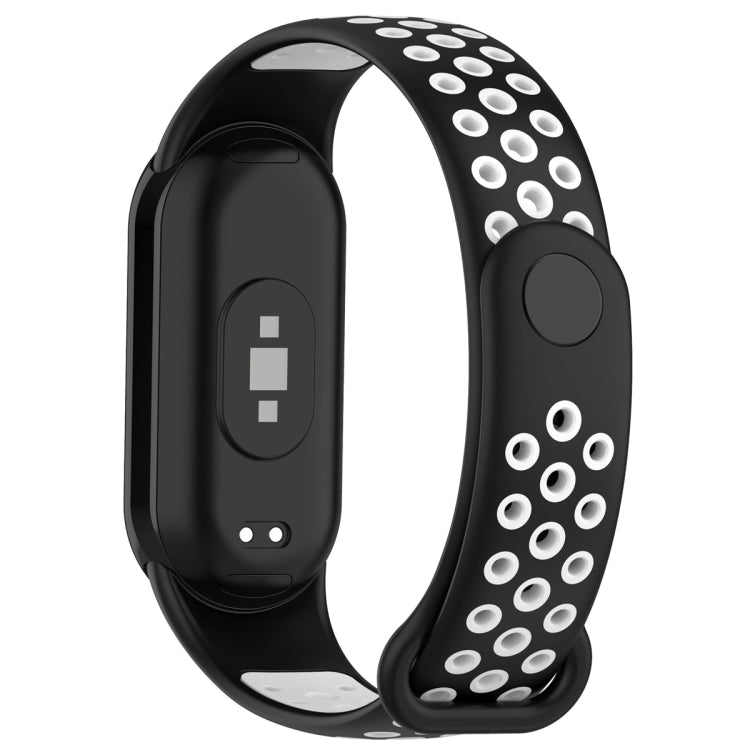 For Xiaomi Mi Band 8 Sports Two Color Silicone Watch Band(Black White)
