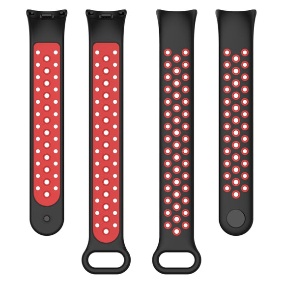 For Xiaomi Mi Band 8 Sports Two Color Silicone Watch Band(Black Red)